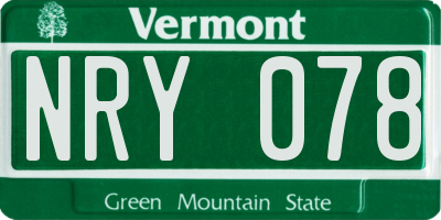 VT license plate NRY078