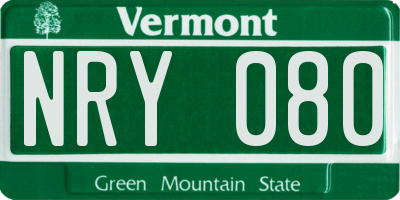 VT license plate NRY080
