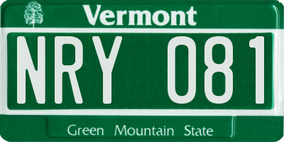 VT license plate NRY081