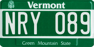 VT license plate NRY089
