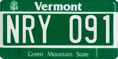 VT license plate NRY091