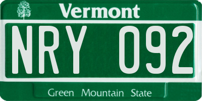 VT license plate NRY092