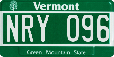 VT license plate NRY096