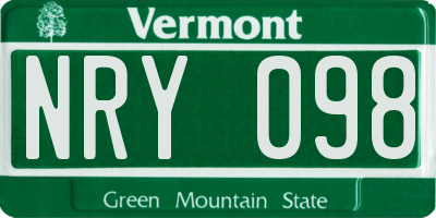 VT license plate NRY098