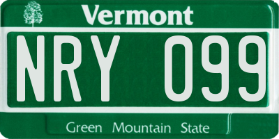 VT license plate NRY099
