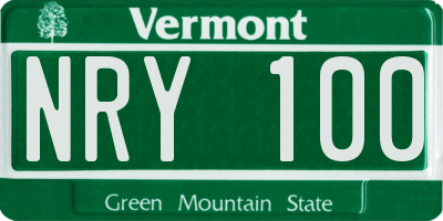 VT license plate NRY100