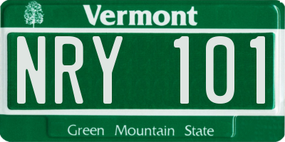 VT license plate NRY101