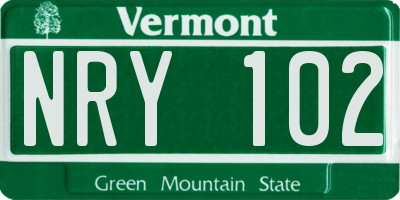 VT license plate NRY102