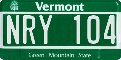 VT license plate NRY104