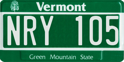 VT license plate NRY105