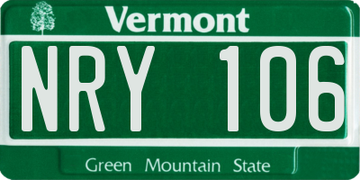 VT license plate NRY106