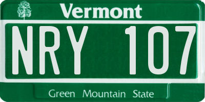 VT license plate NRY107