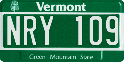 VT license plate NRY109