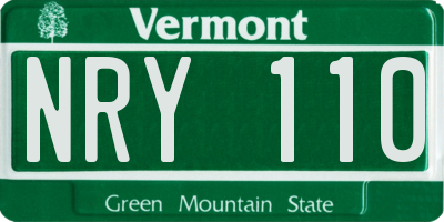 VT license plate NRY110