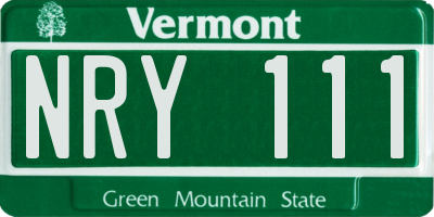 VT license plate NRY111