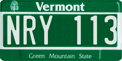 VT license plate NRY113