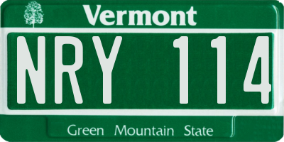 VT license plate NRY114
