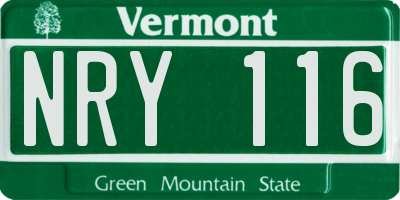 VT license plate NRY116