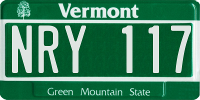 VT license plate NRY117