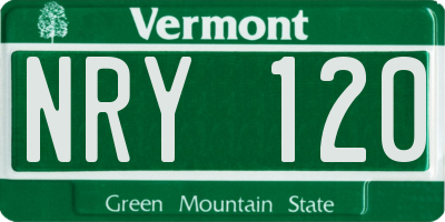 VT license plate NRY120