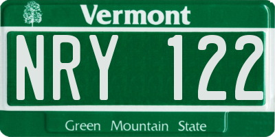 VT license plate NRY122