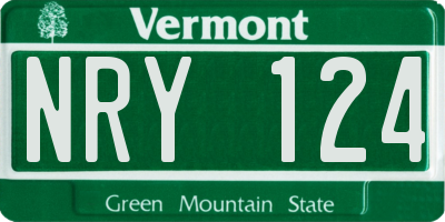 VT license plate NRY124