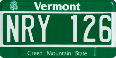 VT license plate NRY126
