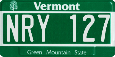 VT license plate NRY127