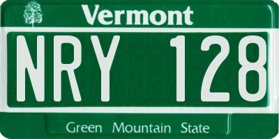 VT license plate NRY128