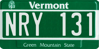 VT license plate NRY131