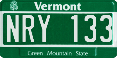 VT license plate NRY133
