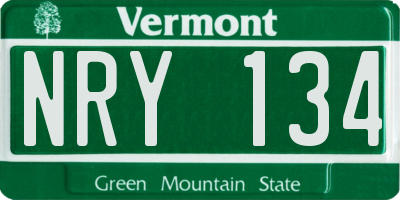 VT license plate NRY134