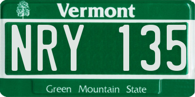 VT license plate NRY135