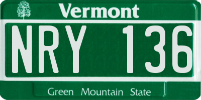 VT license plate NRY136