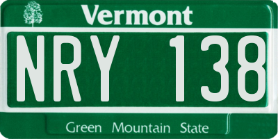 VT license plate NRY138