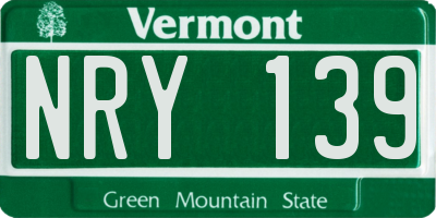 VT license plate NRY139