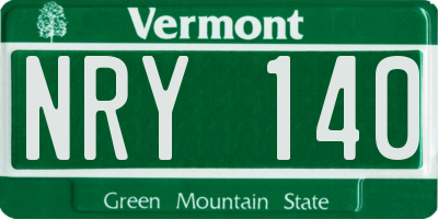 VT license plate NRY140