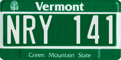 VT license plate NRY141