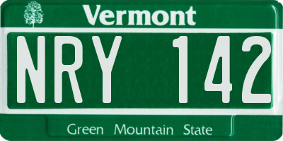 VT license plate NRY142