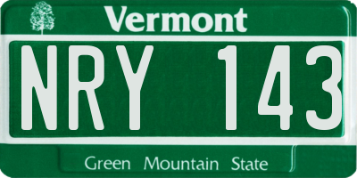 VT license plate NRY143