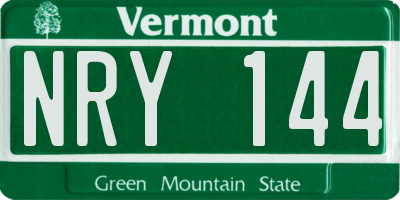 VT license plate NRY144