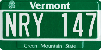 VT license plate NRY147