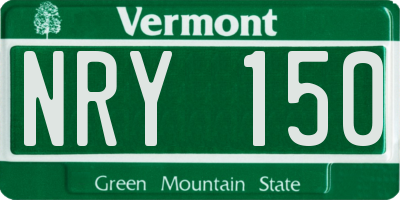 VT license plate NRY150