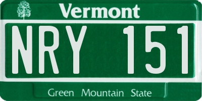 VT license plate NRY151