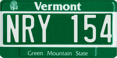 VT license plate NRY154