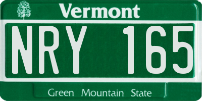 VT license plate NRY165