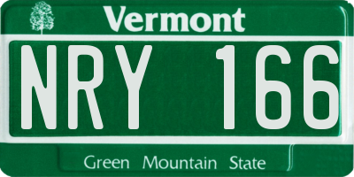 VT license plate NRY166