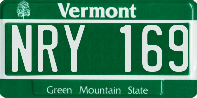 VT license plate NRY169