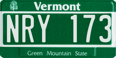 VT license plate NRY173