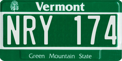 VT license plate NRY174